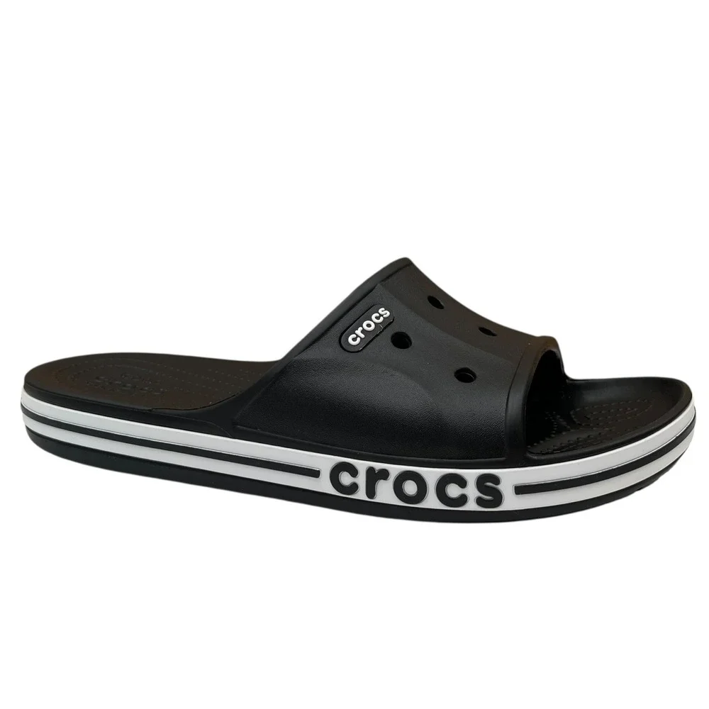 Crocs Bayaband Mens Slide Sandals Size 9 Black White Water‎ Friendly Lightweight